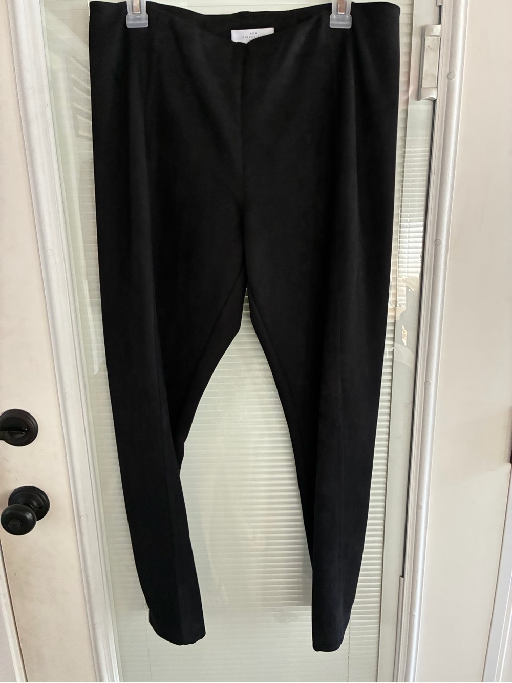 new directions Black Ponte Skinny Pants Faux Suede